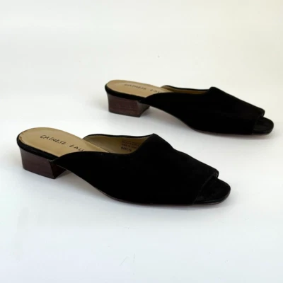 Vtg Y2K Chinese Laundry Womens Marilyn Mules Size 9 Suede Heels Minimalist 90s - Image 1 of 4