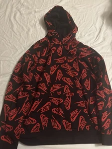 Nike Boys Hoodie Black With Red Nike Logos XL - Picture 1 of 4