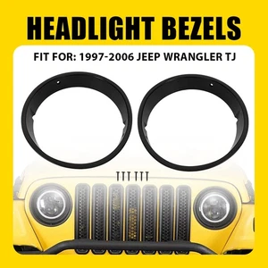 Cubierta de inserción de biseles de faros negros para moldura Jeep Wrangler 1997-2006 (par) TJ - Imagen 1 de 13