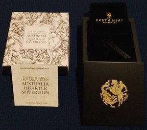 2024 QUARTER SOVEREIGN, gold PROOF $5 GOLD Oz COIN .(EMPTY BOX ONLY!) (NO COIN)! - Picture 1 of 2