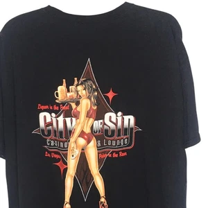 City of Sin Las Vegas Shirt Mens Black Graphic Tee Casino Lounge Adult 2XL XXL - Picture 1 of 8