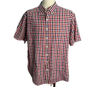 Croft & Barrow Mens Red/Blue Plaid Short Sleeve Button-Down Shirt XXL Stretch - Picture 1 of 6