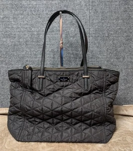 Kate Spade Quilted Large Tote Purse Work Travel Office Weekender Bag Black - Picture 1 of 17