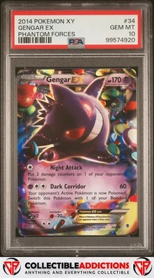 2014 Pokemon Xy Phantom Forces #34 Gengar Ex Phantom Forces PSA 10 - Image 1 of 2