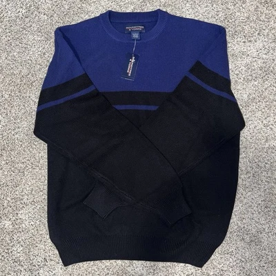 Suéter Vintage Roundtree & Yorke Para Hombre Grande Texturizado Pullover Azul Negro Algodón Foto 1 de 4