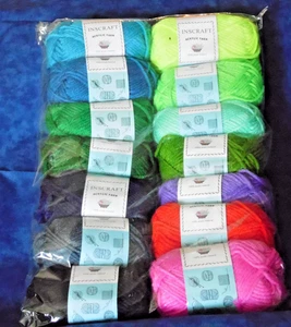 INSCRAFT Acryl Garn Mini Knäuel verschiedene Farben Menge 14 Häkeln Stricken Neon - Bild 1 von 3