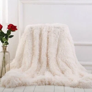 Fluffy Shaggy Blanket Long Plush Faux Fur Sherpa Throw Rug Sofa Bedding Cover - Picture 1 of 8