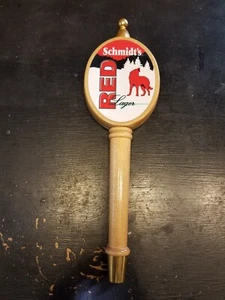 Vintage Schmidt's Red Lager Wooden Beer Tap Handle Mancave Display Schmidt Beer - Picture 1 of 6