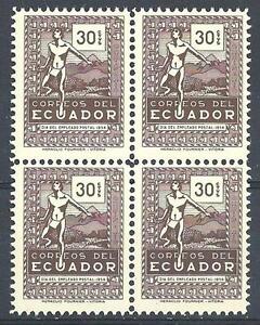 Ecuador 1954 Sc# 588 set Indian messenger Day of Postal employee block 4 MNH