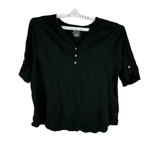 Camiseta para mujer Chico's The Ultimate talla XXL negra manga 3/4 botón delantero - Imagen 1 de 4