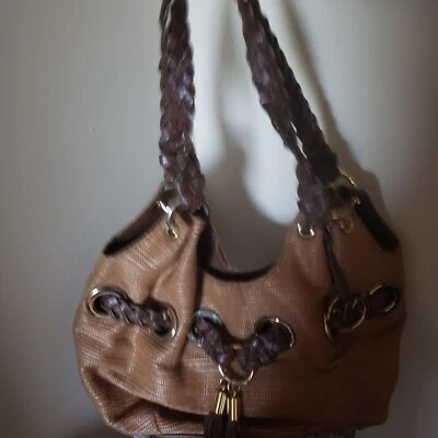 Michael Kors Straw Tote Braided Strap Grommett Purse Bag Golden Hardware Travel - Image 1 of 4