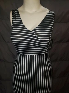 Allison Brittney Black Striped Maxi Sundress Pullover Sleeveless size S #BL99 - Picture 1 of 5
