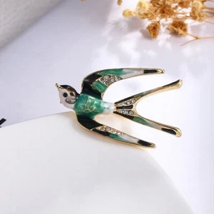 Schwalbe Brosche Anstecknadel Swift Vogel für Unisex Emaille Strass Schmuck Geschenke - Bild 1 von 8