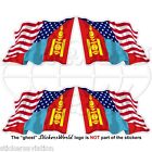 USA United States America-MONGOLIA American-Mongol Flying Flag 50mm Stickers x4