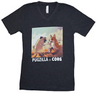 Pugzilla Vs Corg Size S Gray Shirt Godzilla Kaiju Fight Funny Dogs Anime Monster