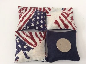 4 American Flag  (Navy Back)  Mini cornhole, bean bags, 2" X 2" #3 - Picture 1 of 1