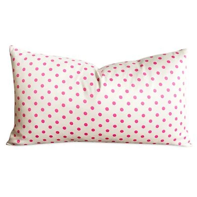 Girls Pink and White Polka Dot Decorative Pillow Cover 15x26 - Image 1 of 4
