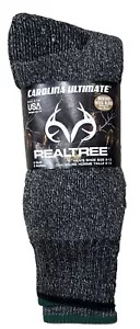 2 Pairs Realtree Men's Merino Wool blend socks, shoe size US 9-13 Grey Green Tip - Picture 1 of 1