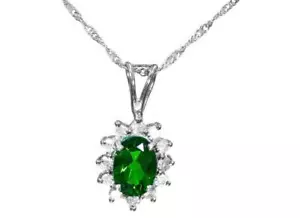 Collar De Diopsido Cromado Y Diamante De 1.14ct En Oro Blanco De 18K Y 14K - Imagen 1 de 8