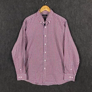 Nautica Mens XL Long Sleeve Button Down Shirt Red White Blue Check Slim Fit - Picture 1 of 13