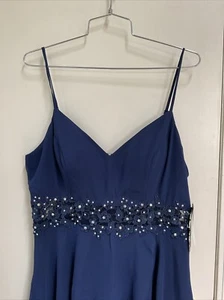 NWT NEW City Studios Juniors Womens 13/14 Blue Sheer Waist Hi Lo Formal Dress - Picture 1 of 5