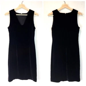 Tahari Sleeveless Black Velvet Sheath Dress Rayon Silk Womens Sz 2 - Picture 1 of 9