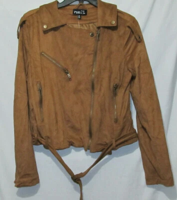 rue21 Juniors Medium Faux Suede Brown Jacket Coat Fringed Back Retro Hippie  New - Image 1 of 4