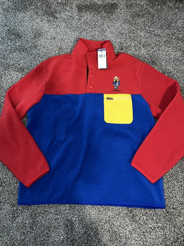 Ralph Lauren Polo Bear Color Block Soft Fleece Pullover Men’s Large