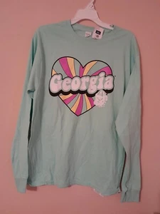 Maglietta a maniche lunghe Georgia Bulldogs donna XL verde come nuova di zecca UGA Dawgs nuova con etichette - Foto 1 di 9