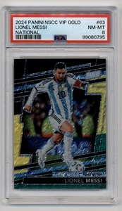 2024 Panini National VIP 63 Lionel Messi Black Yellow Green Shimmer /44 PSA 8 - Picture 1 of 2