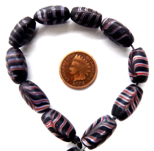 10 Black Feather Trade Beads African Read Description # 518 - Picture 1 of 1