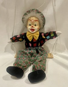VG Ashley Belle Clown on a Swing Marionette Porcelain Face 18” L - Picture 1 of 6