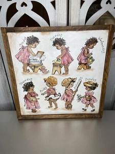 Vintage Black Americana Art Painting Nursery Decor Monday-Sunday Activities - Picture 1 of 5