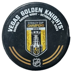 2023 Vegas Golden Knights Banner Raising Night Puck Game Usato Stanley Cup 10/10 - Foto 1 di 4