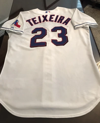 2003 Autographed Mark Teixeira Authentic On-Field Texas Rangers Jersey 48 (0062) Cover