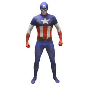 Official MARVEL Captain America Morphsuit Adult Superhero Fancy Dress Costume - Picture 1 of 3