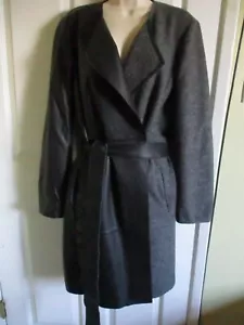 Cappotto TG L Lafayette 148 FUMO lana/pelle $998 nuovo con etichette - Foto 1 di 9