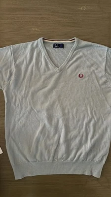 100% Wool Light Blue Fred Perry Sweater Size Large - Image 1 of 3