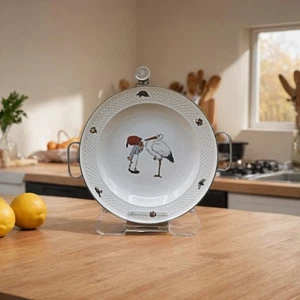 WMF Kinder-Warmhalteteller 1930er Jahre  Porzellan & vernickeltes Metall - Vinta - Bild 1 von 6