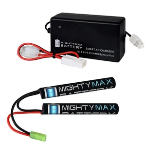 Mighty Max 9.6v 1600mAh NiMH BUTTERFLY AIRSOFT BATTERY FOR CM16 R / R8 + CHARGER - Picture 1 of 6