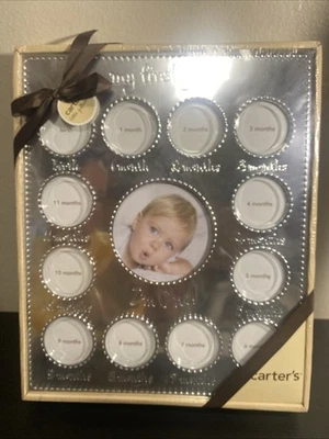 Carter's My First Year Baby Photo Frame Collage Silver New Sealed In Box - Image 1 of 4