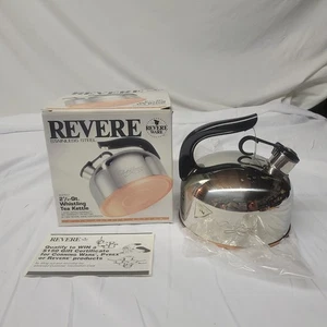 RARO 1992 Revere Ware bollitore per tè fischietto fondo rame 2 1/3 qt NUOVO con scatola!!  - Foto 1 di 23