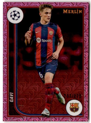 2023 Merlin UEFA Pink Refractor Mojo Gavi /275 #38 FC Barcelona - Image 1 of 2