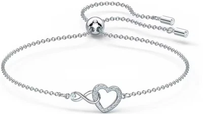 Pulseira Swarovski Infinity coração folheada a ródio nova com caixa. - Imagem 1 de 4