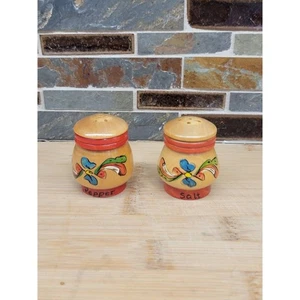 Vintage Holz Salz & Pfefferstreuer, klein Mini Blumen 2" - Bild 1 von 5