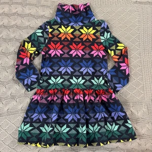 Hanna Andersson Long Sleeve Turtleneck Dress, Rainbow Scandi Snowflake ~ 3T - Picture 1 of 12