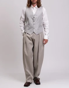 RRP€600 CANALI Silk Waistcoat IT54 US44 XXL Herringbone Lined Made in Italy - Picture 1 of 10