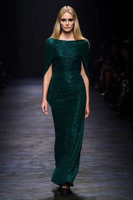 Betsy Adam MODEST METALLIC KNIT LONG SLEEVE DRAPE GOWN $259 JADE 8 ,10,12,14, 16 - Image 1 of 4