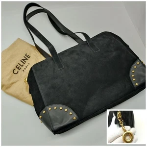 Auténtico bolso de hombro de mano de gamuza negro CELINE - Imagen 1 de 24