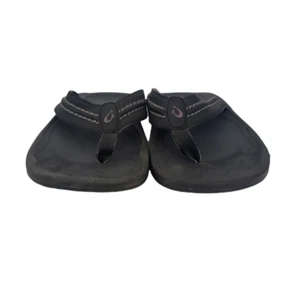 OluKai Hokua Flip Flops Black Slides Slip On Sandals Comfort Men Size 12 - Picture 1 of 10